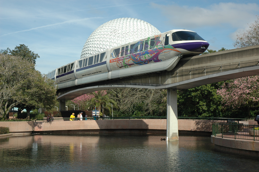 EPCOT Monorail and Spaceship Earth