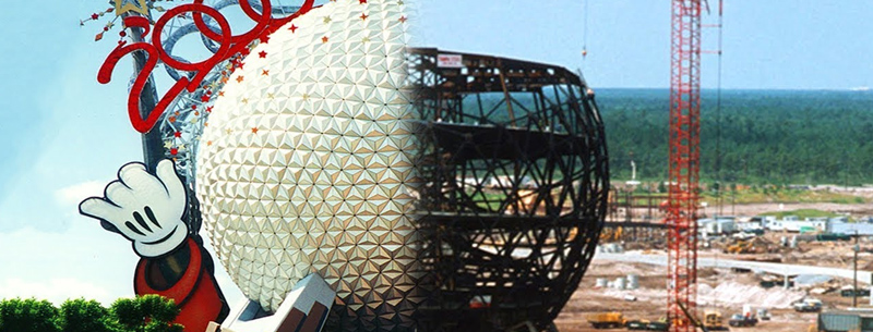Epcot Spaceship Earth being built