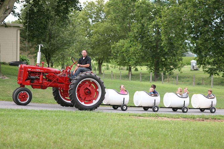 Tractor rides for kids at Landis Farm